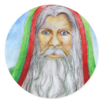 Old World Style Santa in Green and Red Hood stickers