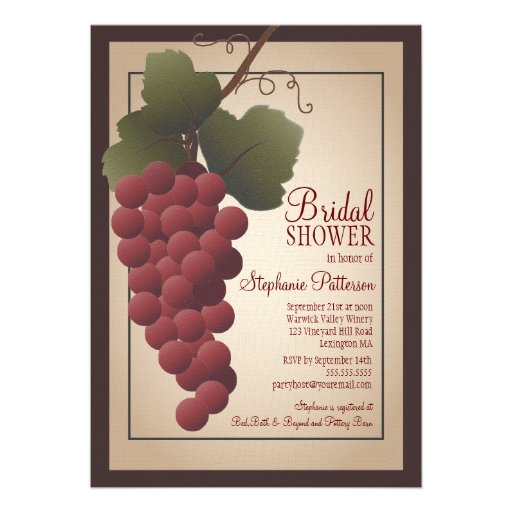 Old World Tuscan Grapevine Wine Bridal Shower Announcement