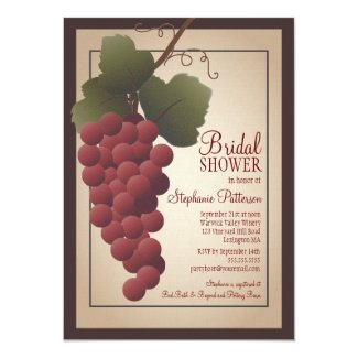 Old World Tuscan Grapevine Wine Bridal Shower 5x7 Paper Invitation Card