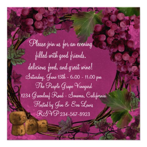 Old World Vintage Red Green Grapes Wine Tasting Personalized Invites