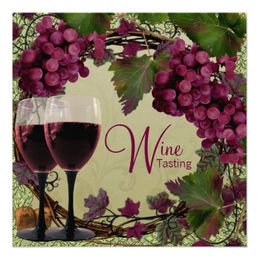 Old World Vintage Red Green Grapes Wine Tasting Custom Announcements