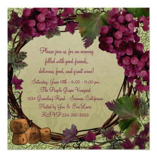 Old World Vintage Red Green Grapes Wine Tasting Custom Announcements