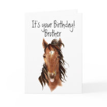Older Brother Birthday Horse Sticking out Tongue Card