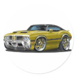 Olds Cutlass 442 Gold Car Round Sticker
