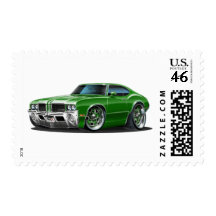 Olds Cutlass Green Car Stamp