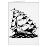 Olds Skool Tattoo Sailing Ship Navy Greeting Card