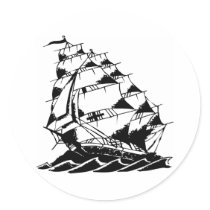 Olds Skool Tattoo Sailing Ship Navy stickers by WhiteTiger_LLC Olds Skool Tattoo Sailing Ship Navy stickers