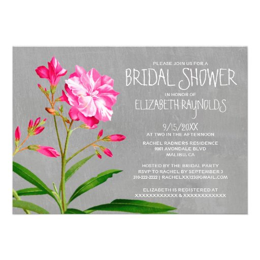 Oleander Bridal Shower Invitations