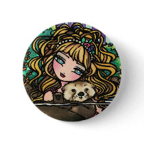 "Oliana's Otter" Mermaid and Sea Otter Button by hannahdisney "Oliana's Otter" Mermaid and Sea Otter Button