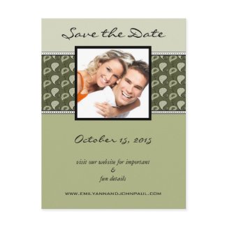 Olive and Ivory Paisley Save The Date Your Photos postcard