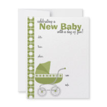 Olive Baby Buggy Personalized Announcements
