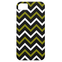 Olive, Black and White Chevron Pattern (Zig Zag) iPhone 5 Covers