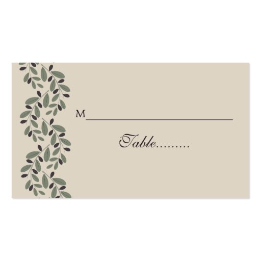 Olive branch garland wedding place card business card templates (back side)