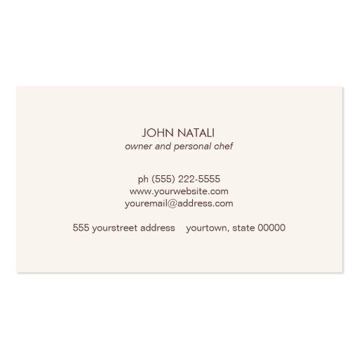 Olive Branch Italian or Greek Catering Chef 2 Business Card (back side)