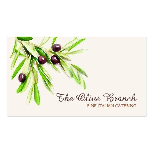 Olive Branch Italian or Greek Catering Chef 2 Business Card (front side)