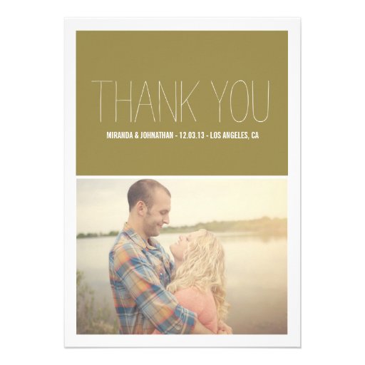 Olive Chic Photo Wedding Thank You Cards Personalized Invitations