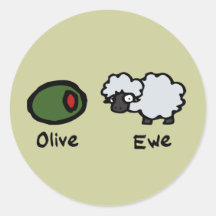 Olive Ewe Round Sticker