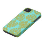 olive green and aqua  fleur damask iphone 4 covers