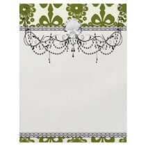 olive green and cream floral damask pattern custom flyer