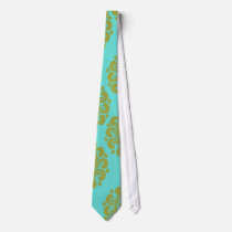 olive green and fleur damask neck tie