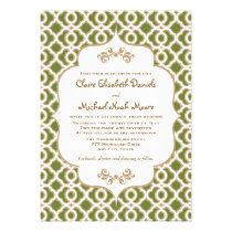 Olive Green and Gold Moroccan Wedding Invitations invitations