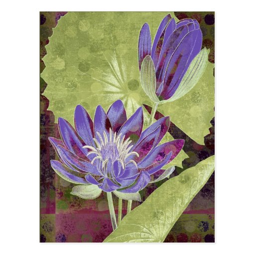 Olive Green And Purple Botanical Postcard Zazzle