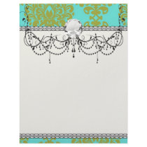 olive green and tiffany fleur damask letterhead design