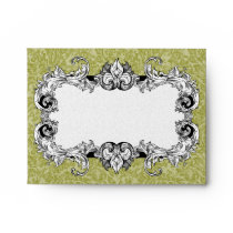 Olive Green and White A2 Gothic Baroque Envelopes