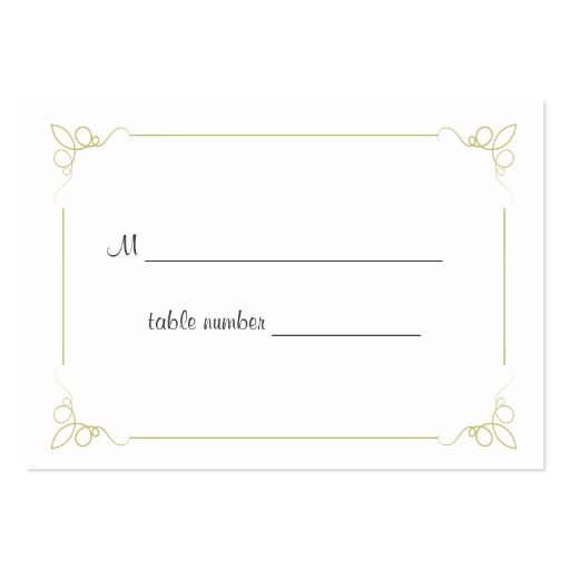 Olive Green Art Deco Wedding Table Place Card Business Cards (front side)