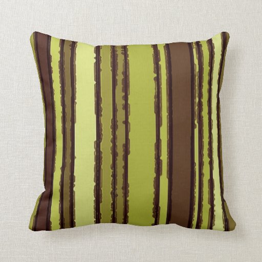 Olive Green Brown Beige Stripes Throw Pillows Zazzle