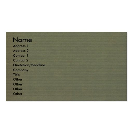 Olive Green Canvas-like Texture Business Card Template (front side)