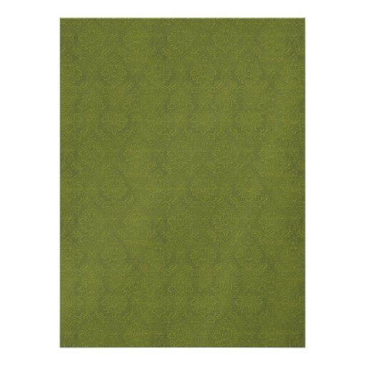 Olive Green Damask and Champagne Metallic Personalized Invite