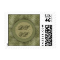 Olive green damask RSVP Postage postage by perfectpostage Olive green damask RSVP Postage postage