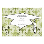 olive green distressed damask personalized invite