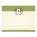 Olive Green Fancy Frame Monogram Note Cards invitations