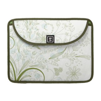 Olive green floral swirls macbook pro sleeve rickshawflapsleeve