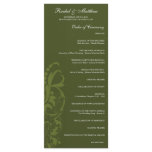 Olive Green Floral Wedding Program Rack Cards