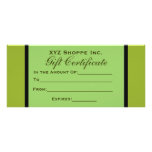 Olive Green Gift Certificate rack cards