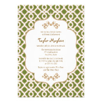 Olive Green Gold Moroccan Bridal Shower Invites invitations