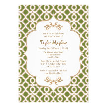 Olive Green Gold Moroccan Bridal Shower Invites