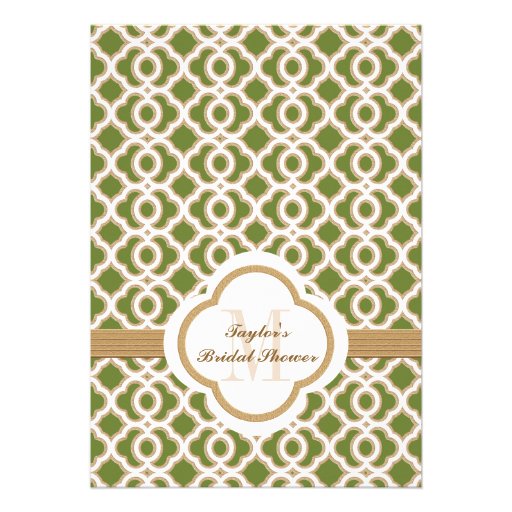 Olive Green Gold Moroccan Bridal Shower Invites