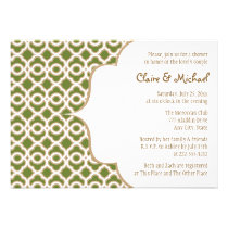 Olive Green Gold Moroccan Couples Wedding Shower invitations