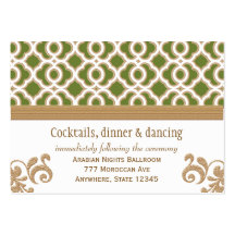 Olive Green Gold Moroccan Reception Enclosure Card Business Card Template