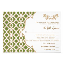 Olive Green Gold Moroccan Wedding Response Cards invitations