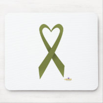 Olive Green Heart Shaped Awareness Ribbon mousepads by awareness Olive Green Heart Shaped Awareness Ribbon mousepads