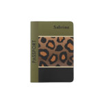Olive Green Leopard Animal Print | Personalize Passport Holder