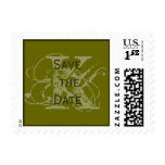 Olive Green Monogram K Wedding Postage