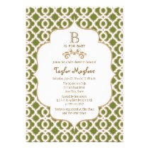 Olive Green Moroccan Gender Neutral Baby Shower invitations