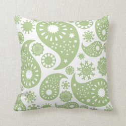 Olive Green Paisley Pattern. Throw Pillow