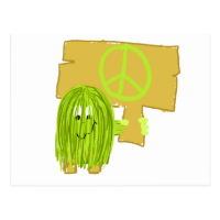 Olive Green Peace Person Postcards